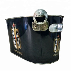 Tinas de bebidas de metal con logotipo personalizado con abridor de botellas directo de fábrica para suministros para fiestas y promoción de cubos de hielo - Product Image 2