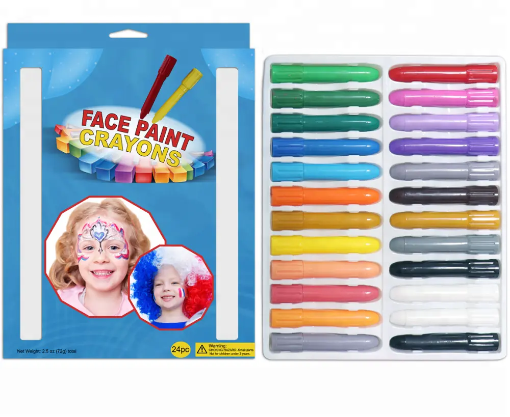 24 cores Rosto Corpo Pintura Crayon Crianças Não-tóxico de Pintura Corporal Varas de Aniversário Festa de Natal Das Bruxas Maquiagem