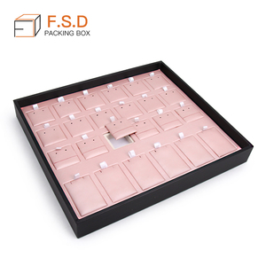 Индивидуальный функциональный розовый Органайзер FSD для ювелирных изделий из искусственной кожи, поднос для украшений, органайзер для ожерелья, серег, кольца - Product Image 2