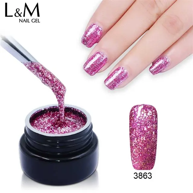 Brilhante esmalte de unha gel de glitter uv, fornecedor profissional de unhas de gel de platina