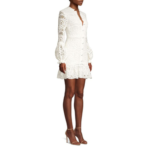 <strong>White</strong> Balloon <strong>Long</strong> Sleeve <strong>Lace</strong> Fashion Mini <strong>Dress</strong> Women Fall Casual <strong>Dresses</strong> - Product Image 3