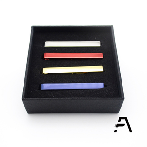 男性用シンプルブランクなめらかな真鍮ネクタイクリップタイピンセット-婚約 & ウェディングギフト - Product Image 4