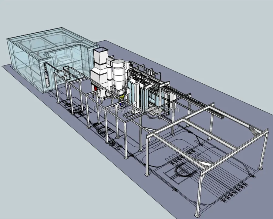 Línea de recubrimiento en polvo de calidad fiable para pintar perfiles de aluminio