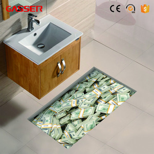 Gasser Full Color UV Printed Decal Bathroom Tile Decorative 3D Floor Sticker Anti-slip <strong>Removable</strong> Self-adhesive <strong>Vinyl</strong> Promotional - Product Image 4