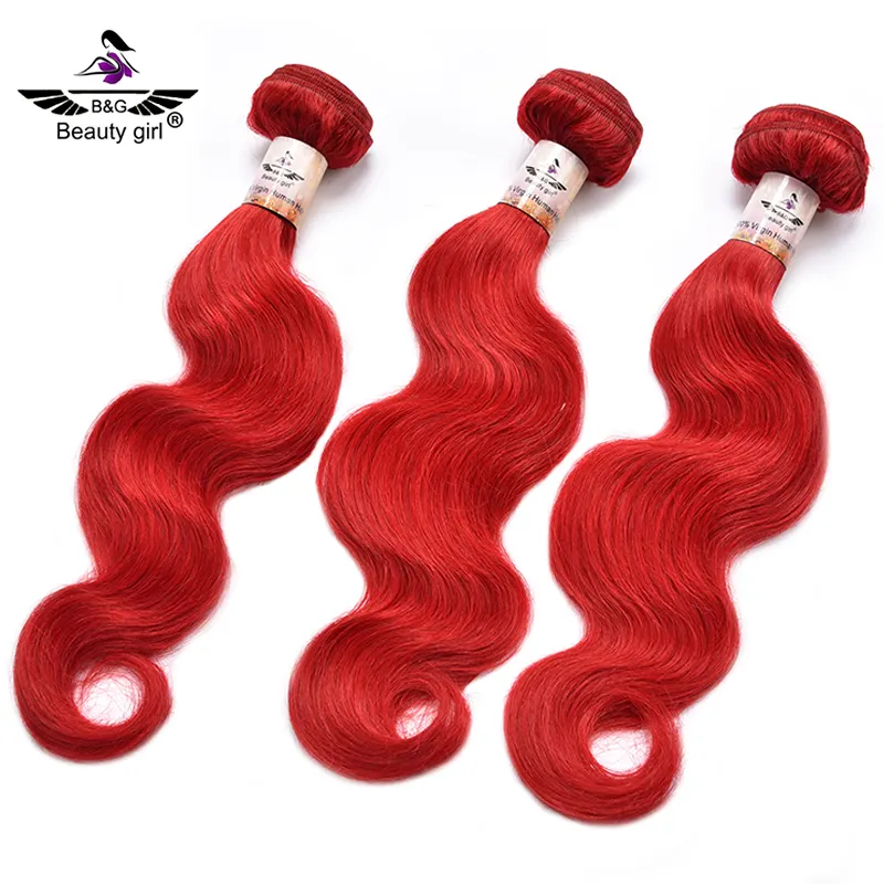 Factory directly wholesale red body wave hair extensions human hair weaving extencions human hair