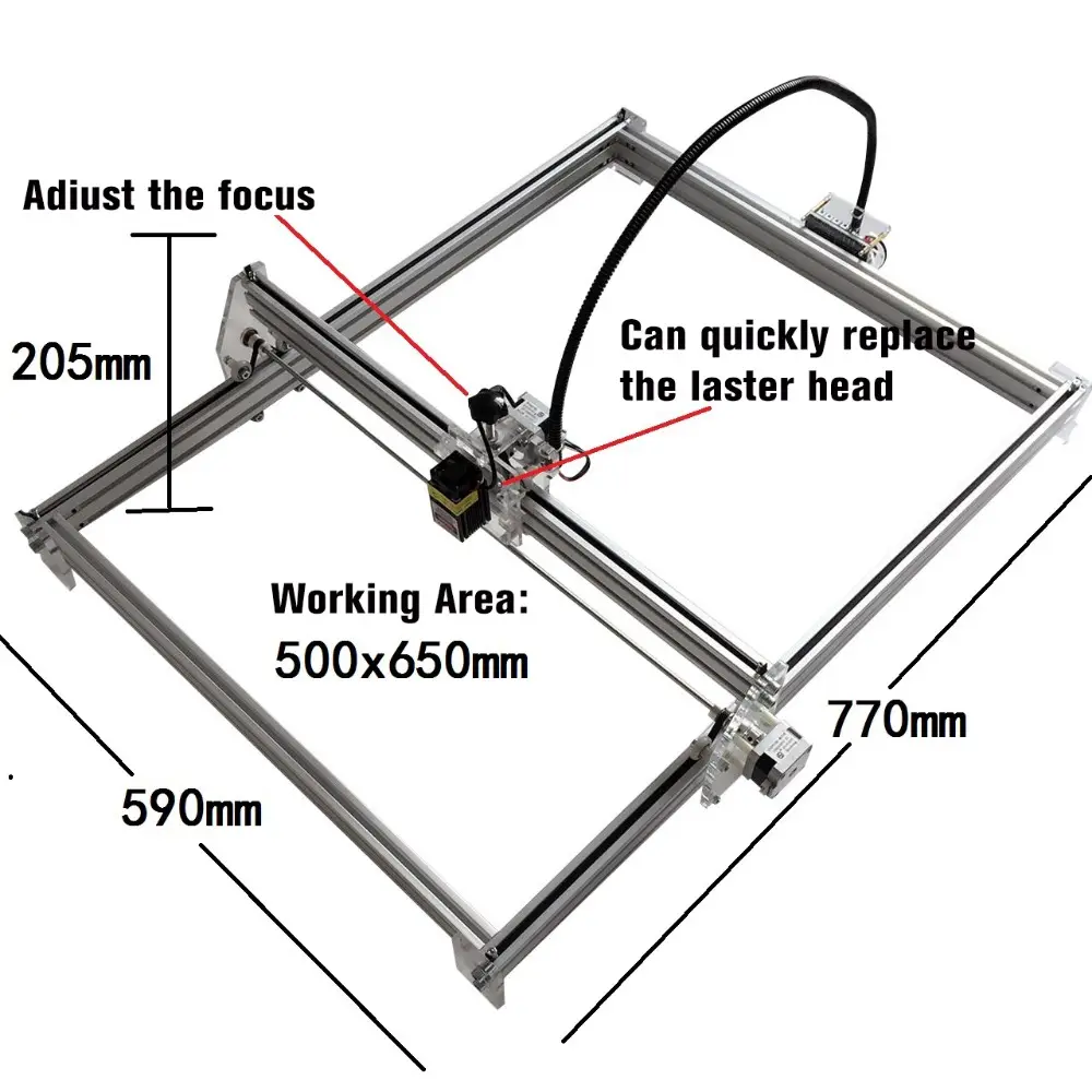 New 500mW 2500mW 5500mW 10W 15W Desktop DIY Laser engraving engraver cutting machine Laser mark 65*50cm Working area