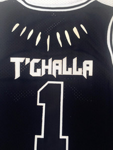 Maglia <span class=keywords><strong>da</strong></span> basket <span class=keywords><strong>da</strong></span> uomo film retrò pantera nera Wakanda T'Challa taglia uniforme Plus colore nero tecnico stampato traspirante - Product Image 4