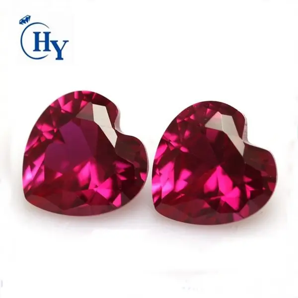 Pedra de corindo vermelho rubi 5 # de alta qualidade coração gema corte rubi sintético com preço barato
