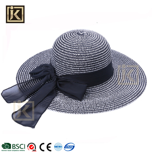 JAKIJAYI Fábrica Marca rayas de la <span class=keywords><strong>personalidad</strong></span> más popular de ala ancha sombrero de playa de las mujeres - Product Image 3