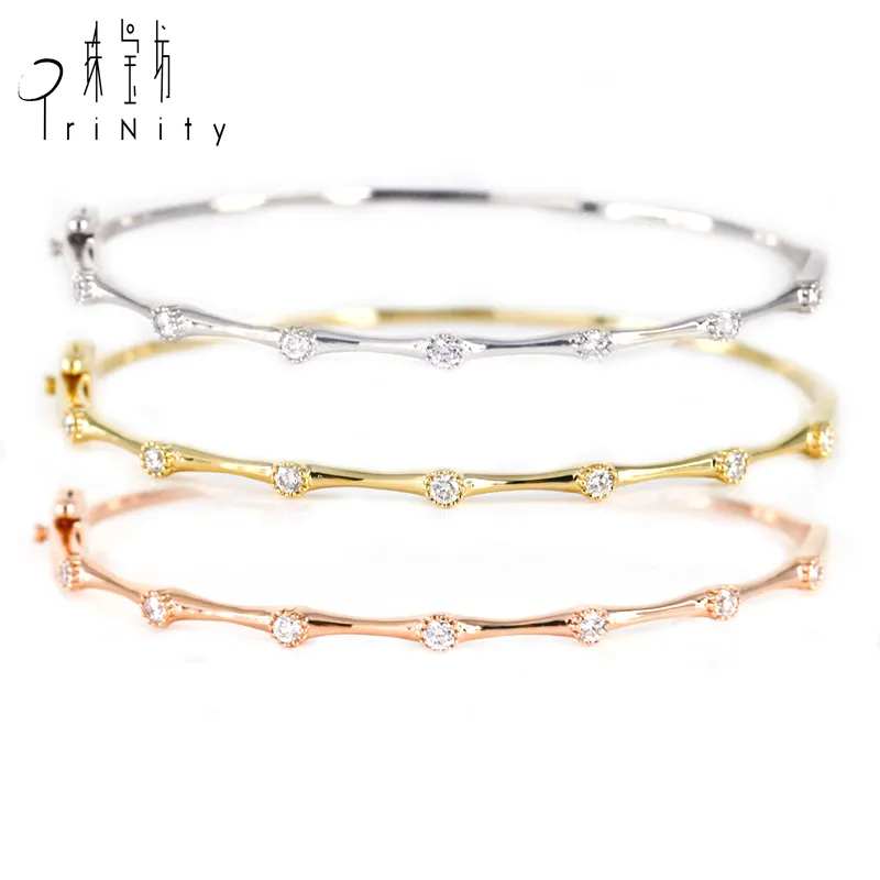 Wholesale 18k White Gold Bracelets Diamond Bangle Bracelets Set Designs For Girl Women