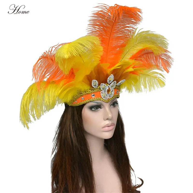 Tocado de plumas personalizado, disfraces de carnaval, Samba, plumas de avestruz
