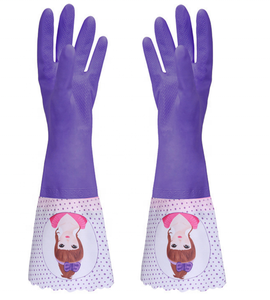 GC2008 Long Caoutchouc Fournitures de cuisine imperméable durable PVC plus velours gants de vaisselle ménage <span class=keywords><strong>voiture</strong></span> nettoyage gants chauds - Product Image 4