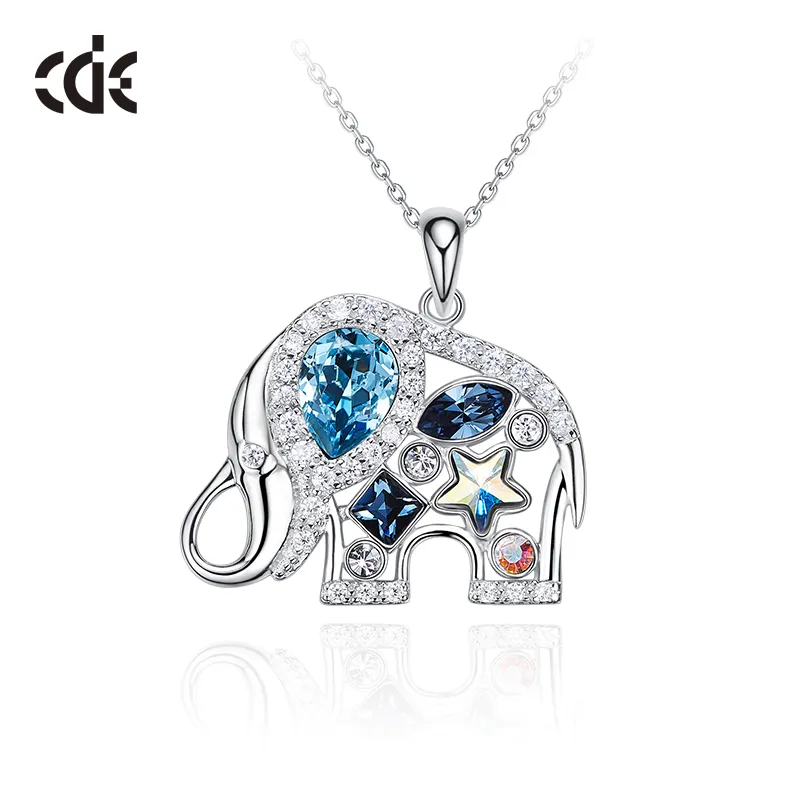 CDE YP1293 feiner 925er Sterling-Silber-Schmuck Tieren-Halskette Großhandel Kristall-Klavikularkette Elefant Anhänger-Halskette