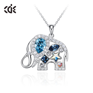 CDE YP1293 Fine 925 Bijoux En Argent Sterling Animal Collier En Gros Cristal Clavicule Chaîne Éléphant Pendentif Collier