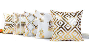 ปลอกหมอนอิงฟอยล์สีทองมีซิปขนาด18X18นิ้วปลอกหมอนอิงเฟอร์นิเจอร์นุ่ม - Product Image 3