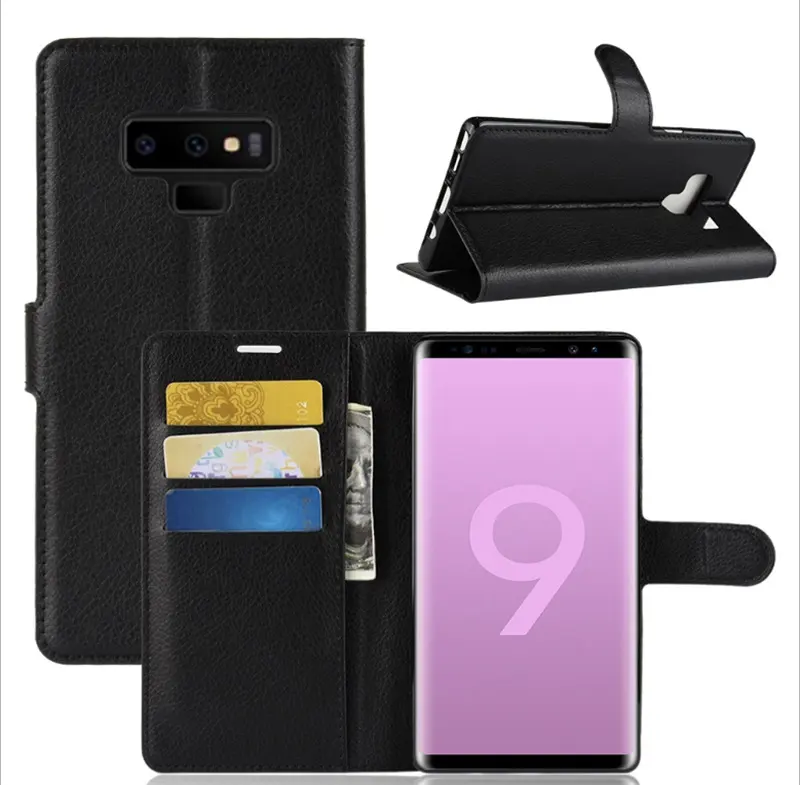 Capa carteira dobrável para samsung galaxy note 9, venda quente, suporte, capa flip de couro para galaxy note 8