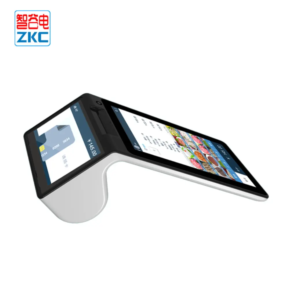 ZKC900 Android 7 Zoll 4,3 Zoll Dual Screen All-in-One-POS mit NFC-Drucker-POS für die Abrechnung von Restaurants im Einzelhandel