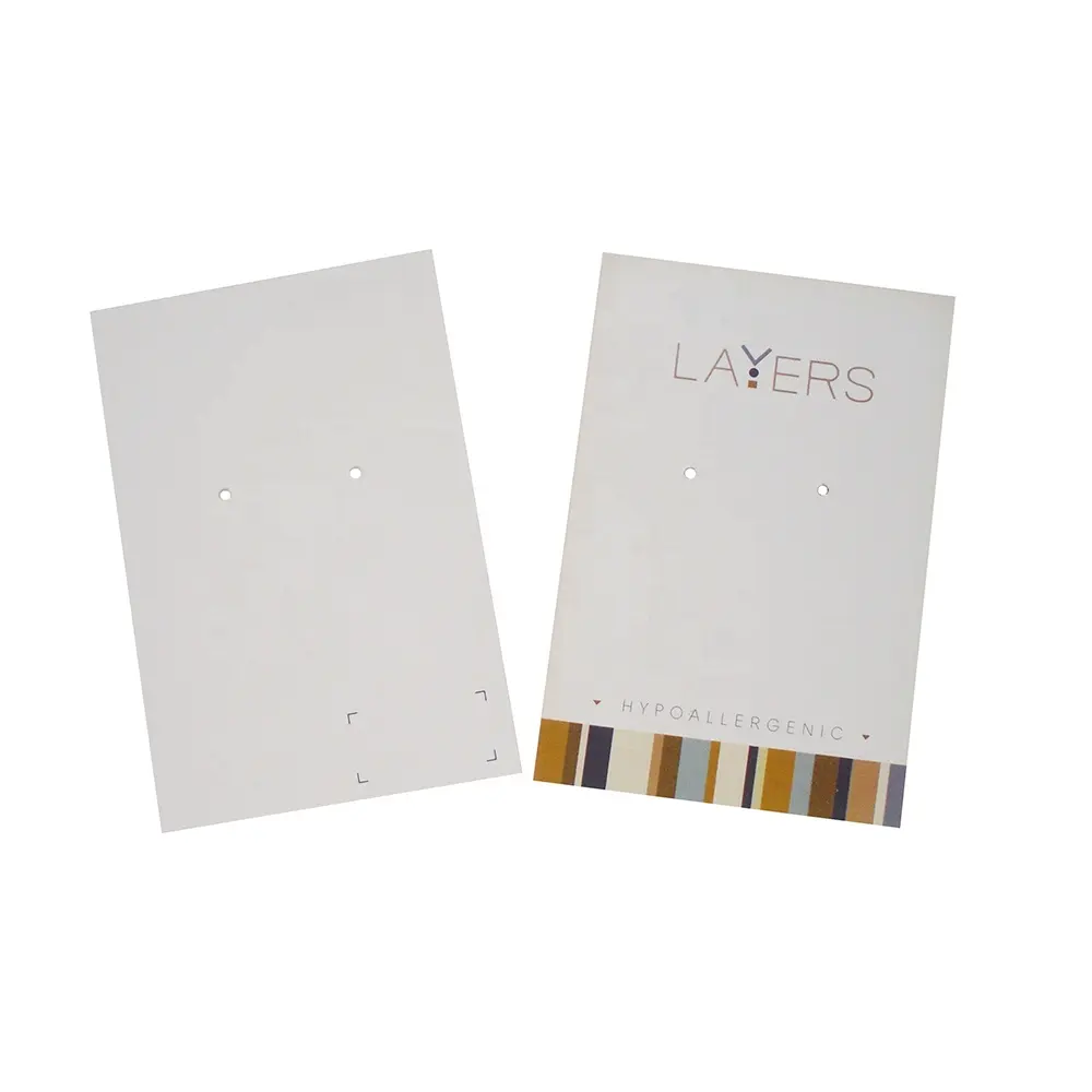 Custom white cardboard paper earrings display card for jewelry