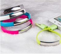Micro USB corto V8 para android, cargador de sincronización de datos, pulsera de cuentas, Cable wristed 2 en 1 para teléfono móvil de 5 pines y 8 pines