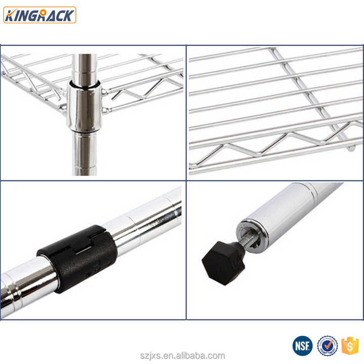 5 Tier Adjustable Chrome Plating Closet Wire Shelving for Kitchenware ...