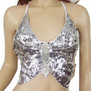 BestDance Sexy Clubwear Rave <span class=keywords><strong>GoGo</strong></span> mariposa de lentejuelas con cuentas bailarina del vientre sujetador Samba Bra Top traje - Product Image 4