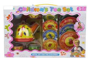 Colorful Fruit <strong>Tin</strong> <strong>Tea</strong> Party <strong>Set</strong> for Kids - Metal Teapot, Cups, and Kitchen Play <strong>Set</strong> - Product Image 6
