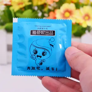 만화 콘돔 모양 젖은 닦음 조직 개별적으로 감싸인 휴대용 닦음