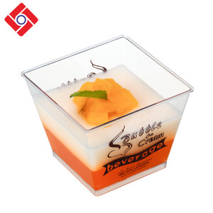 Carré en plastique écologique 200ml /7.0oz clair fête gel Dessert <span class=keywords><strong>bonbons</strong></span> Mousse tasse Tiramisu - Product Image 3