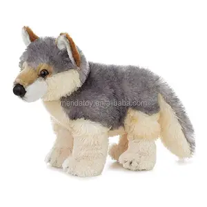사용자 정의 현실적인 시뮬레이션 플러시 회색 늑대 야생 동물 장난감