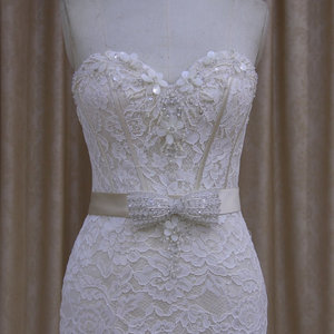 XF1013 muestra real de moldeado sin tirantes de la trompeta del organza vestido de novia para la novia - Product Image 2