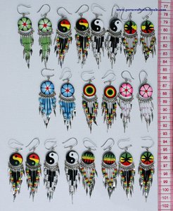 ต่างหูเปรูมือ Crafted ฮิปปี้เครื่องประดับการออกแบบชาติพันธุ์เครื่องประดับ Rasta Boy Marley ศิลปะการออกแบบขาย - Product Image 2