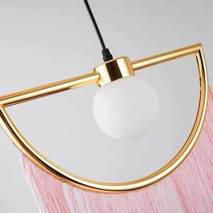 Lampade da Terra <span class=keywords><strong>LED</strong></span> Decorative per Soggiorno Lampada da Terra di Design Rosa con Nappine - Product Image 5