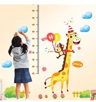 Bambini Altezza Grafico Autoadesivo Della Decorazione Della Parete Del Fumetto Giraffa Altezza Righello Autoadesivi Della Parete di Arte Poster