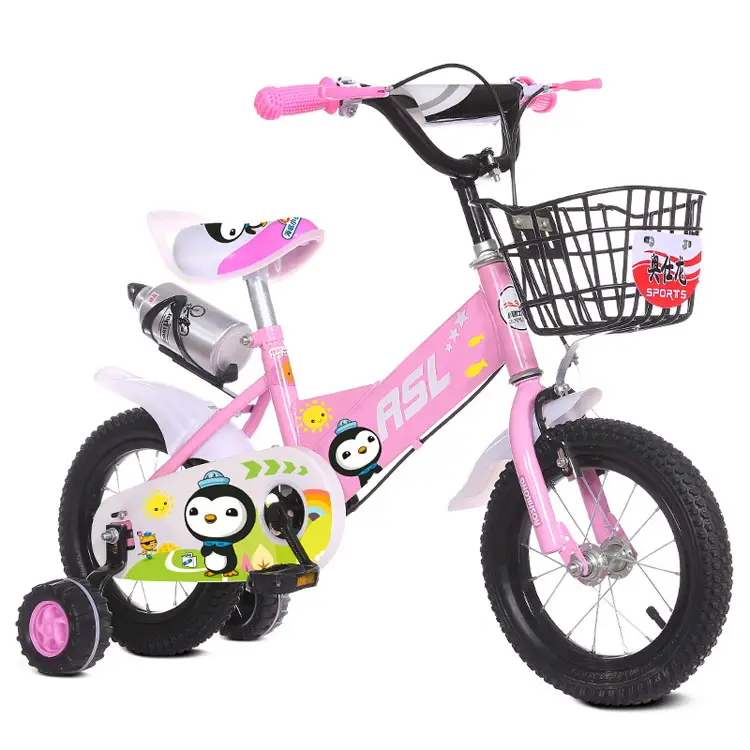 Dikesen 핑크 어린이 자전거 철 와이어 바구니 어린이 자전거 소녀 훈련 휠 자전거 좋은 품질 12 인치 어린이 자전거