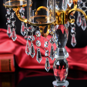 Commercio all'ingrosso Alto 5 bracci con paralume decorazioni di nozze di cristallo di vetro candelabri - Product Image 4