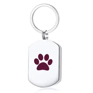 Paw พิมพ์เครื่องประดับสำหรับขี้เถ้าพวงกุญแจ Memorial Keepsake Key chain สำหรับสัตว์เลี้ยง/แมว/สุนัขขี้เถ้า