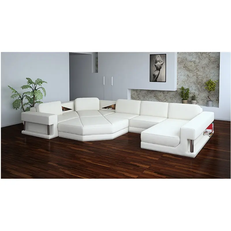 Online-Shopping Wohnzimmer möbel Neueste L-förmige Sofa-Designs L-förmige Sofa garnitur Weiße Sofas aus reinem Leder