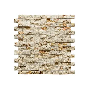 3d cubo di mattonelle di mosaico Suppliers-Subei Naturale Beige Cubo di Colore 3D Marmo Decorativo Tessere di Mosaico A Parete