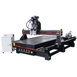 CNC Router 2 spindle Furniture Making Equipments with stepper motor for mdf panel, wood decoration, soft metal