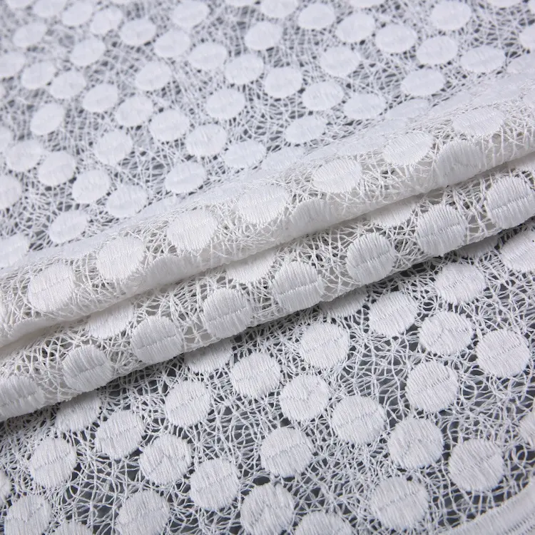 HA-11710 rolo de tecido de renda branca pura de tecido solúvel em água de China moda