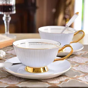 美国陶瓷茶杯和茶托陶瓷浅蓝色咖啡杯200毫升