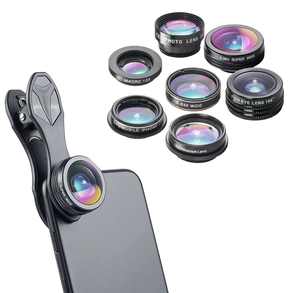 APEXEL 7 in 1 telefon aksesuarları mobil kamera lensler