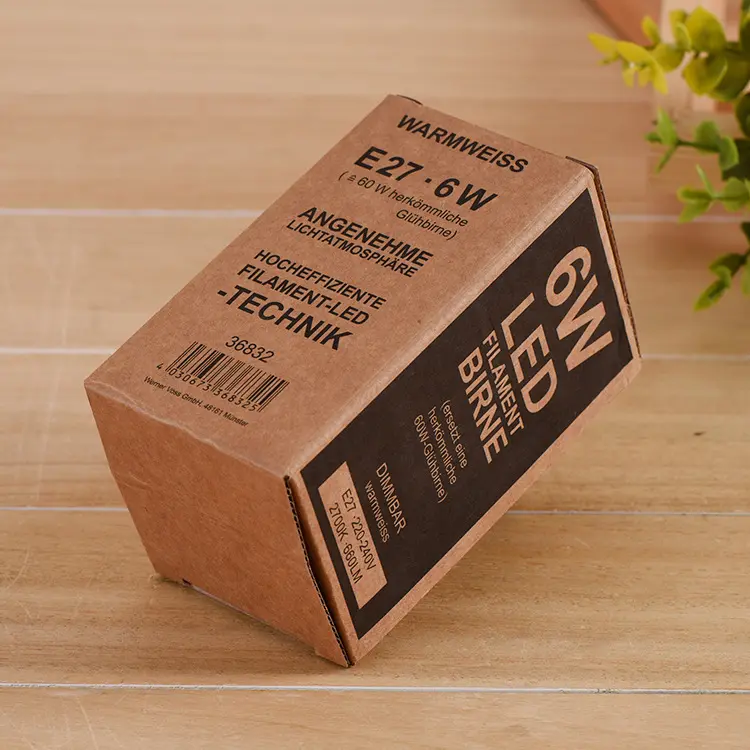 生分解性茶色クラフト紙包装箱カスタムオーダーLED電球包装箱