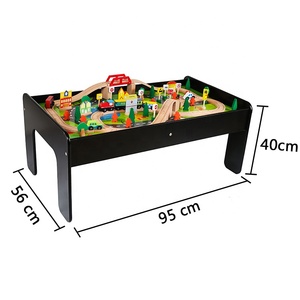 Table de train en bois pour enfants, jouet de train en bois pour la maternelle, 90 pièces, vente en gros, W04C009B - Product Image 3