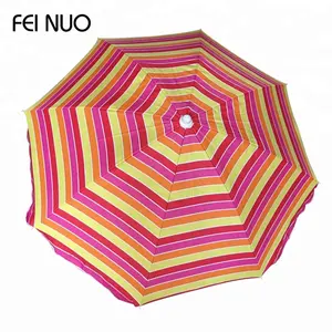 China Wholesale Silver Coated Cheap Big Stripe Printed Beach Portable Folding Windproof Umbrella Stock