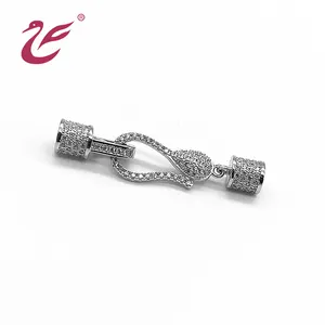 Di lusso 925 argento sterling stringa elegante e non sbiadita collana di zirconi con perline con gancio di perle fibbia chiusura chiusura a moschettone
