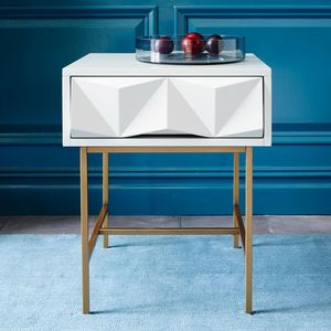 Modern Bedroom White Metal <strong>Gold</strong> <strong>Bedside</strong> <strong>Table</strong> with 1 Drawer - Product Image 4