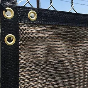 Koyu kahverengi vinil çit rüzgarlık örgü polietilen plastik gizlilik çit ekran