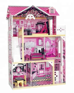 Casa <span class=keywords><strong>de</strong></span> muñecas grande, casa <span class=keywords><strong>de</strong></span> juegos <span class=keywords><strong>de</strong></span> madera clásica púrpura y negra - Product Image 1