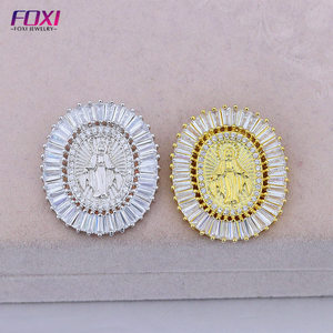 Micro pave zircon vierge marie <span class=keywords><strong>18</strong></span> k or collier en gros - Product Image 5